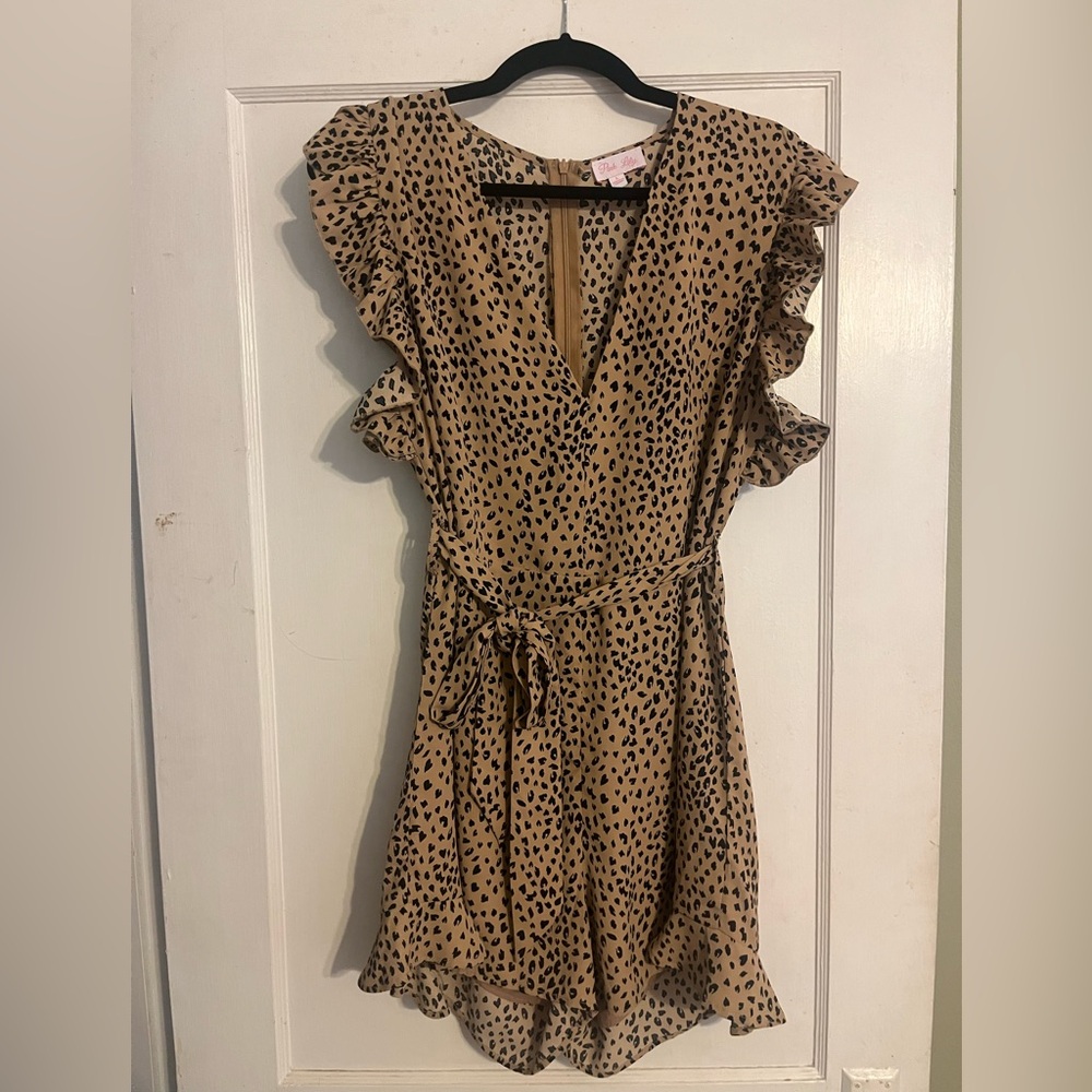 Pink Lily Tan Leopard Print Romper